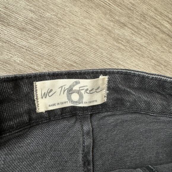 Free People Side Zip Mini Skirt Black Denim Women's 6 28" Waist Stretch Fit - Picture 3 of 7